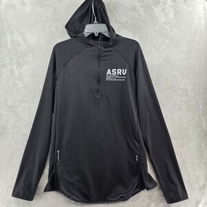 ASRV DSG 0327 SilverPlus Fitted Hooded 1/4 Zip Shirt Black LS medium Workout